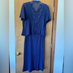 Jacket & Long Dress Set Coldwater Creek Women’s Size W20 Dark Blue EXCELLENT